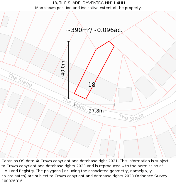 18, THE SLADE, DAVENTRY, NN11 4HH: Plot and title map