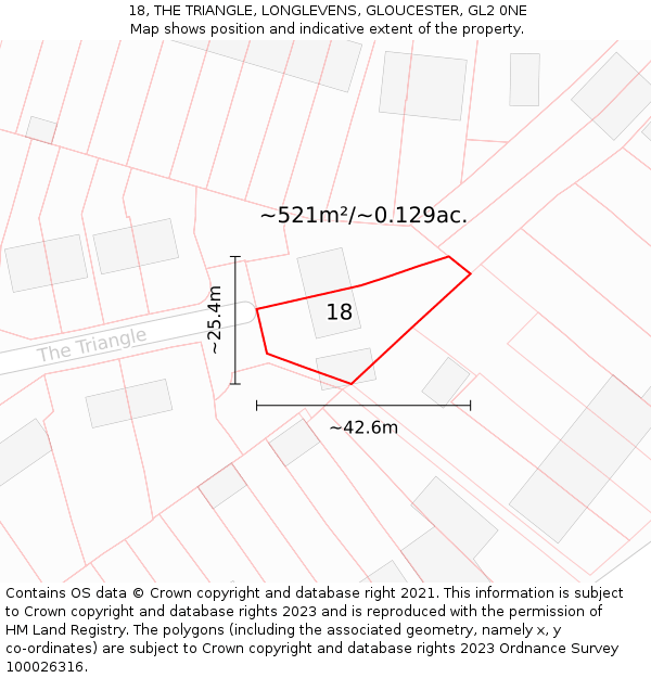 18, THE TRIANGLE, LONGLEVENS, GLOUCESTER, GL2 0NE: Plot and title map