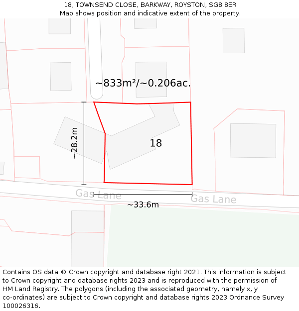 18, TOWNSEND CLOSE, BARKWAY, ROYSTON, SG8 8ER: Plot and title map