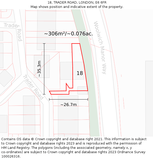 18, TRADER ROAD, LONDON, E6 6FR: Plot and title map