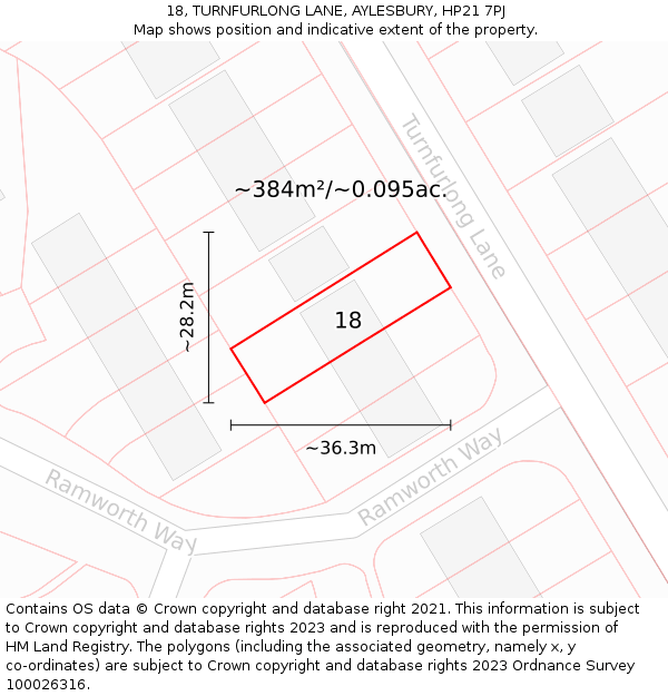18, TURNFURLONG LANE, AYLESBURY, HP21 7PJ: Plot and title map