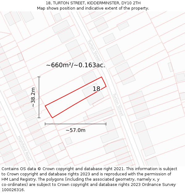 18, TURTON STREET, KIDDERMINSTER, DY10 2TH: Plot and title map