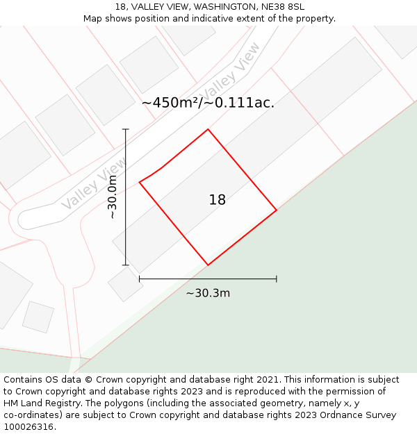 18, VALLEY VIEW, WASHINGTON, NE38 8SL: Plot and title map