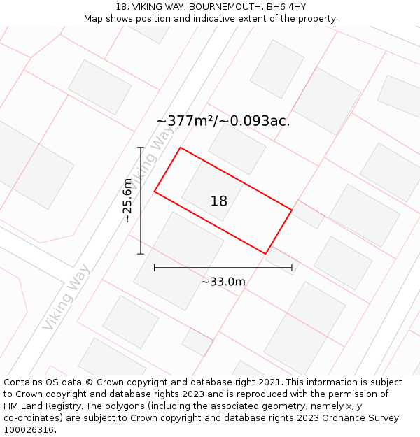 18, VIKING WAY, BOURNEMOUTH, BH6 4HY: Plot and title map