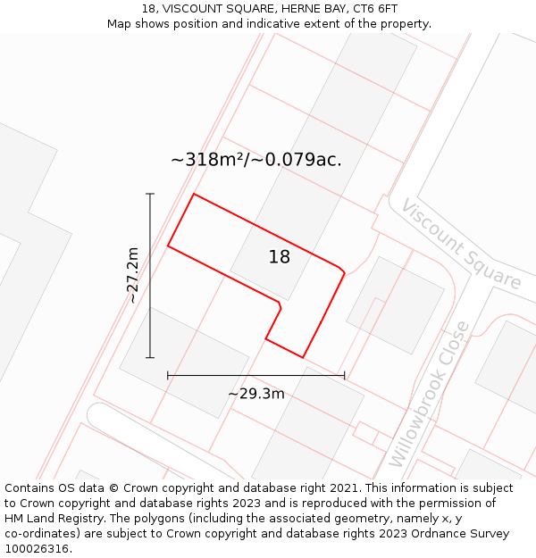 18, VISCOUNT SQUARE, HERNE BAY, CT6 6FT: Plot and title map