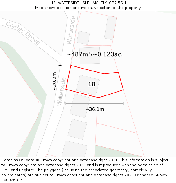 18, WATERSIDE, ISLEHAM, ELY, CB7 5SH: Plot and title map