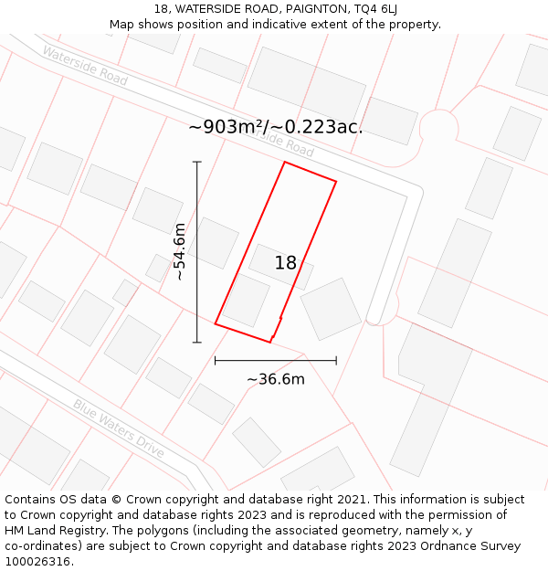 18, WATERSIDE ROAD, PAIGNTON, TQ4 6LJ: Plot and title map