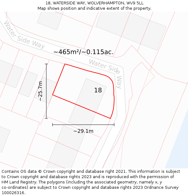 18, WATERSIDE WAY, WOLVERHAMPTON, WV9 5LL: Plot and title map