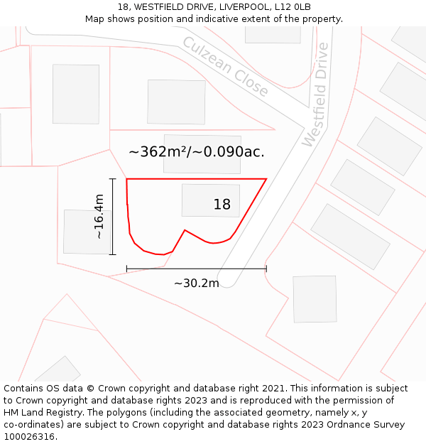 18, WESTFIELD DRIVE, LIVERPOOL, L12 0LB: Plot and title map
