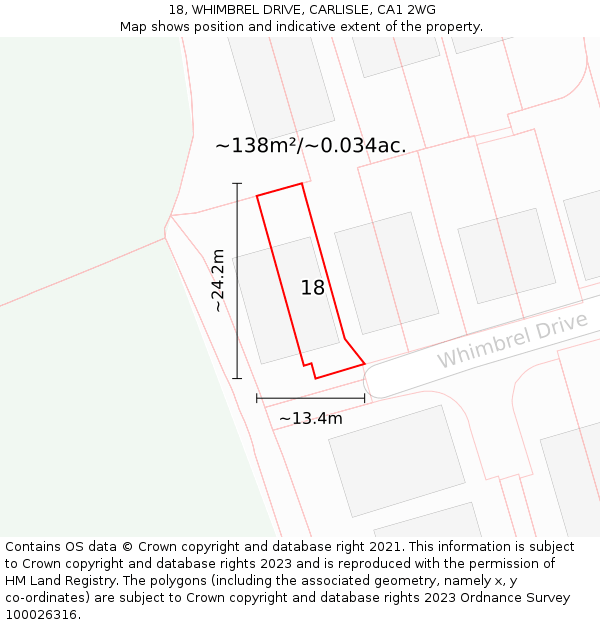 18, WHIMBREL DRIVE, CARLISLE, CA1 2WG: Plot and title map