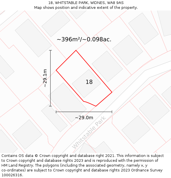18, WHITSTABLE PARK, WIDNES, WA8 9AS: Plot and title map