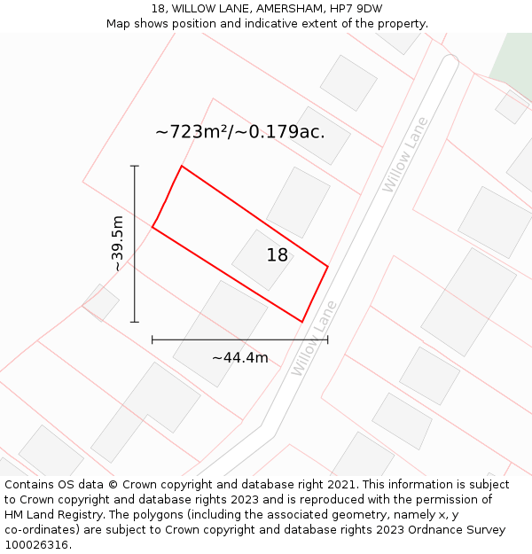18, WILLOW LANE, AMERSHAM, HP7 9DW: Plot and title map