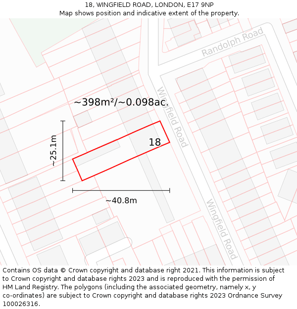 18, WINGFIELD ROAD, LONDON, E17 9NP: Plot and title map