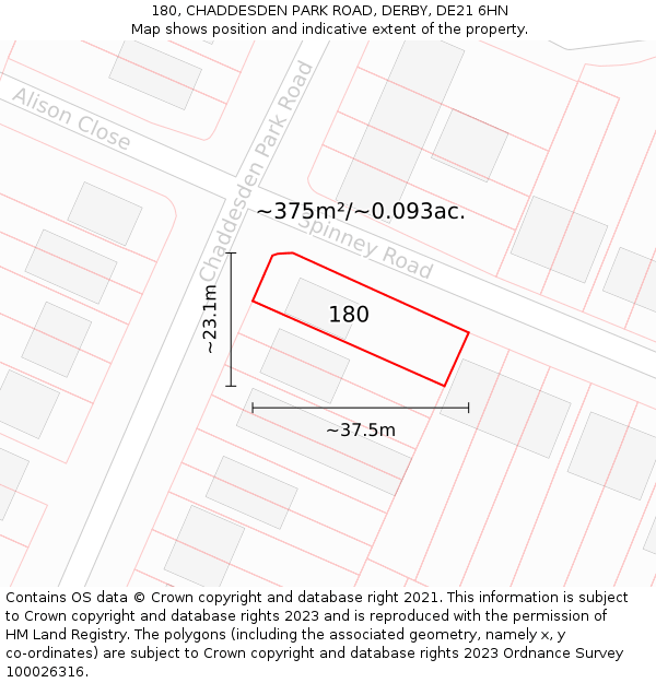 180, CHADDESDEN PARK ROAD, DERBY, DE21 6HN: Plot and title map