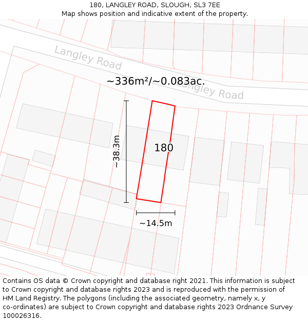 180, LANGLEY ROAD, SLOUGH, SL3 7EE: Plot and title map