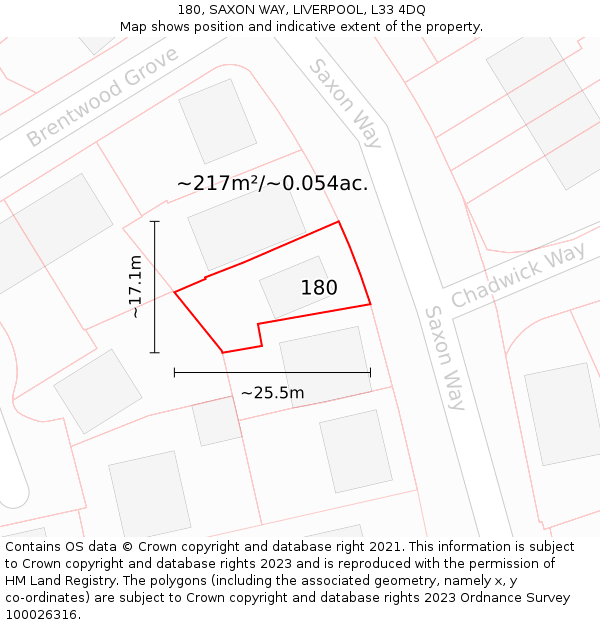 180, SAXON WAY, LIVERPOOL, L33 4DQ: Plot and title map
