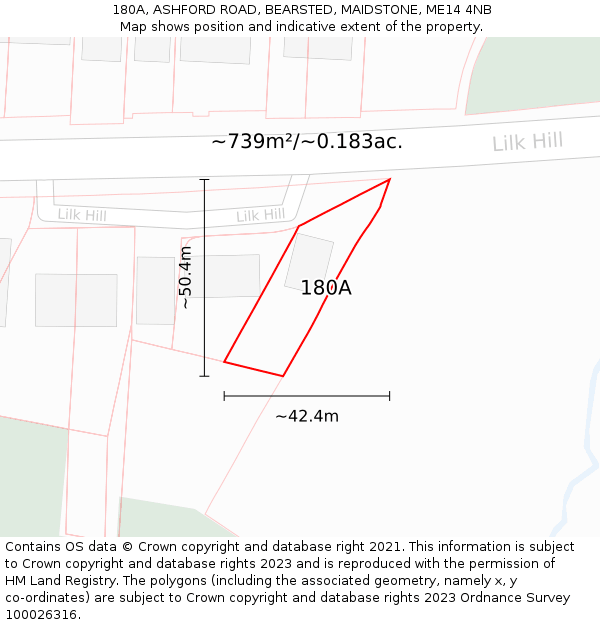 180A, ASHFORD ROAD, BEARSTED, MAIDSTONE, ME14 4NB: Plot and title map