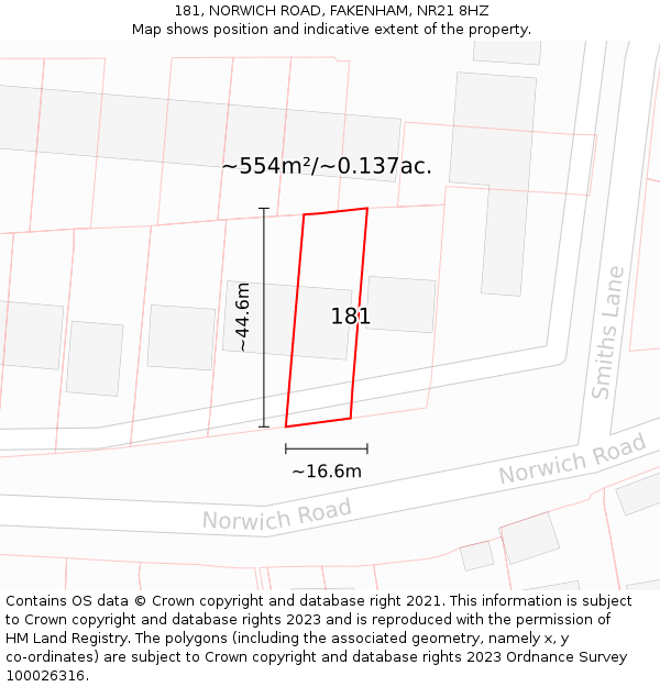181, NORWICH ROAD, FAKENHAM, NR21 8HZ: Plot and title map