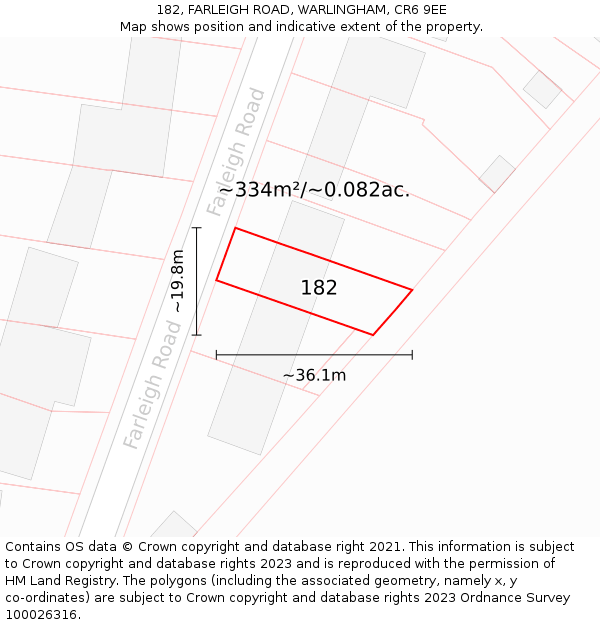 182, FARLEIGH ROAD, WARLINGHAM, CR6 9EE: Plot and title map