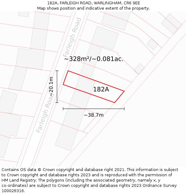 182A, FARLEIGH ROAD, WARLINGHAM, CR6 9EE: Plot and title map