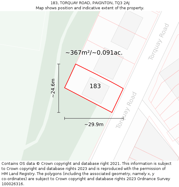 183, TORQUAY ROAD, PAIGNTON, TQ3 2AJ: Plot and title map