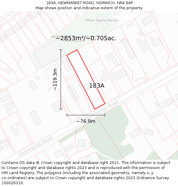 183A, NEWMARKET ROAD, NORWICH, NR4 6AP: Plot and title map