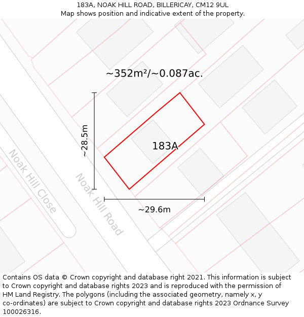 183A, NOAK HILL ROAD, BILLERICAY, CM12 9UL: Plot and title map