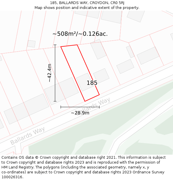 185, BALLARDS WAY, CROYDON, CR0 5RJ: Plot and title map
