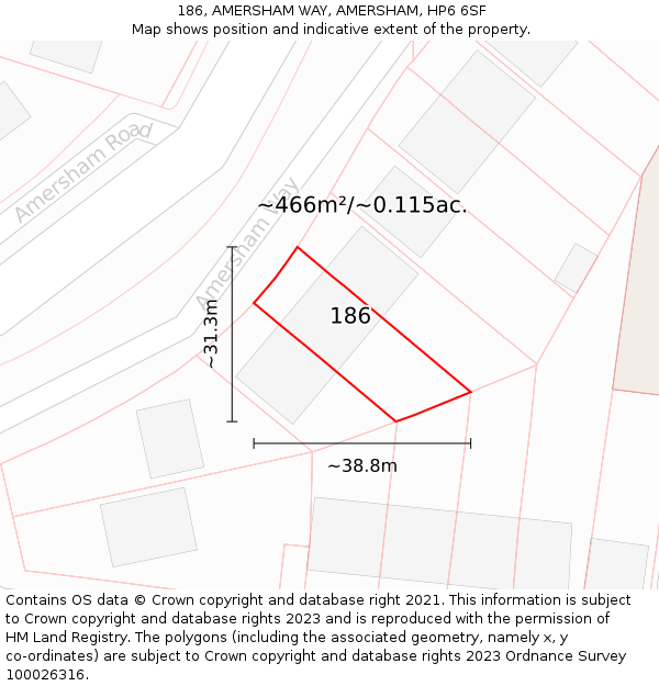 186, AMERSHAM WAY, AMERSHAM, HP6 6SF: Plot and title map