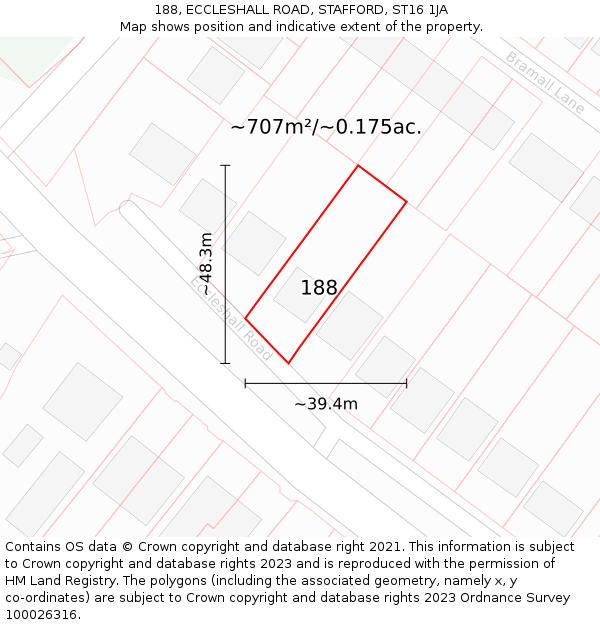 188, ECCLESHALL ROAD, STAFFORD, ST16 1JA: Plot and title map