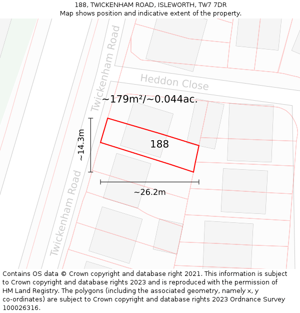 188, TWICKENHAM ROAD, ISLEWORTH, TW7 7DR: Plot and title map