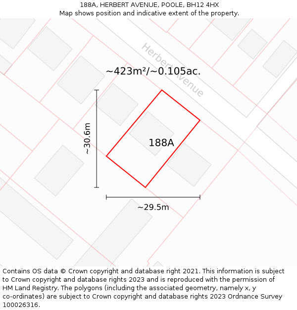 188A, HERBERT AVENUE, POOLE, BH12 4HX: Plot and title map