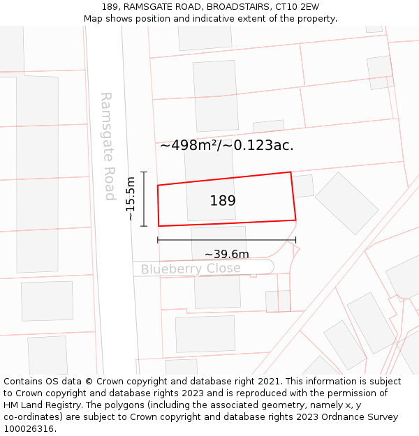 189, RAMSGATE ROAD, BROADSTAIRS, CT10 2EW: Plot and title map