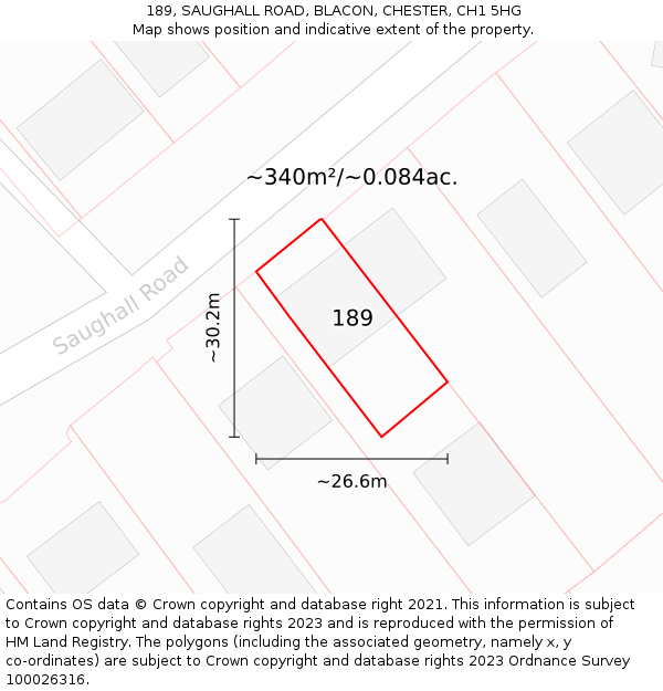 189, SAUGHALL ROAD, BLACON, CHESTER, CH1 5HG: Plot and title map