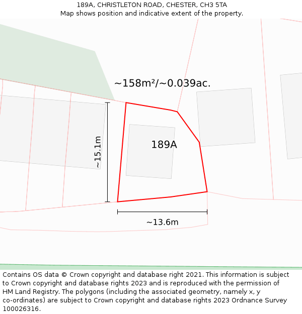 189A, CHRISTLETON ROAD, CHESTER, CH3 5TA: Plot and title map