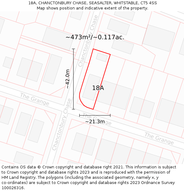 18A, CHANCTONBURY CHASE, SEASALTER, WHITSTABLE, CT5 4SS: Plot and title map