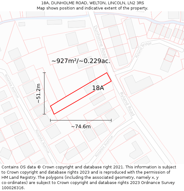 18A, DUNHOLME ROAD, WELTON, LINCOLN, LN2 3RS: Plot and title map