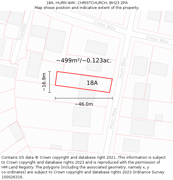 18A, HURN WAY, CHRISTCHURCH, BH23 2PA: Plot and title map
