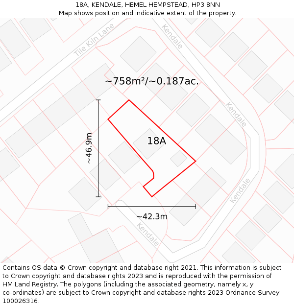 18A, KENDALE, HEMEL HEMPSTEAD, HP3 8NN: Plot and title map