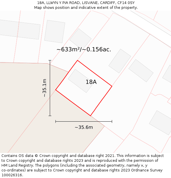 18A, LLWYN Y PIA ROAD, LISVANE, CARDIFF, CF14 0SY: Plot and title map