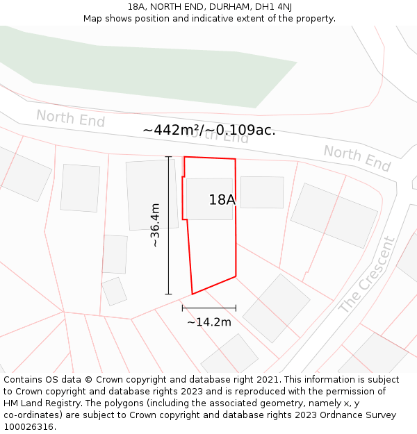 18A, NORTH END, DURHAM, DH1 4NJ: Plot and title map