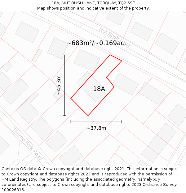 18A, NUT BUSH LANE, TORQUAY, TQ2 6SB: Plot and title map