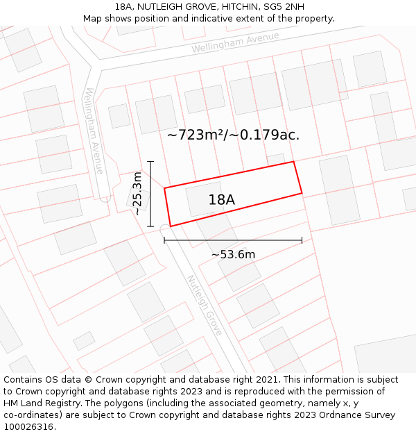 18A, NUTLEIGH GROVE, HITCHIN, SG5 2NH: Plot and title map