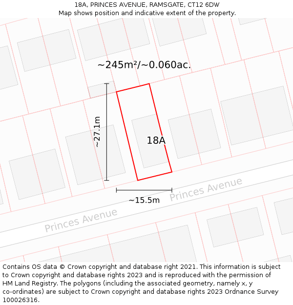 18A, PRINCES AVENUE, RAMSGATE, CT12 6DW: Plot and title map