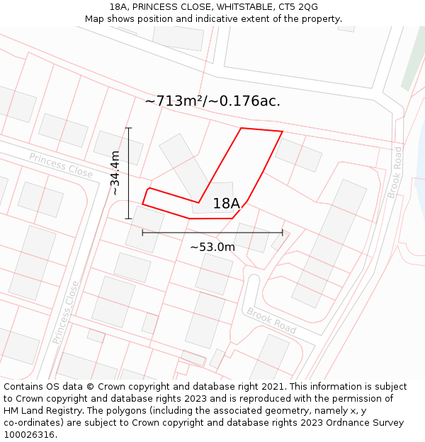 18A, PRINCESS CLOSE, WHITSTABLE, CT5 2QG: Plot and title map