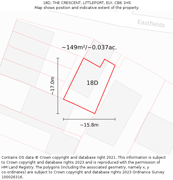 18D, THE CRESCENT, LITTLEPORT, ELY, CB6 1HS: Plot and title map