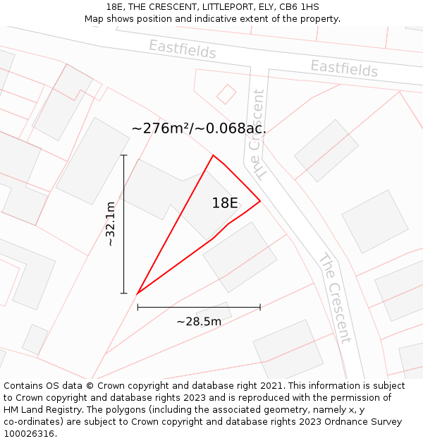 18E, THE CRESCENT, LITTLEPORT, ELY, CB6 1HS: Plot and title map