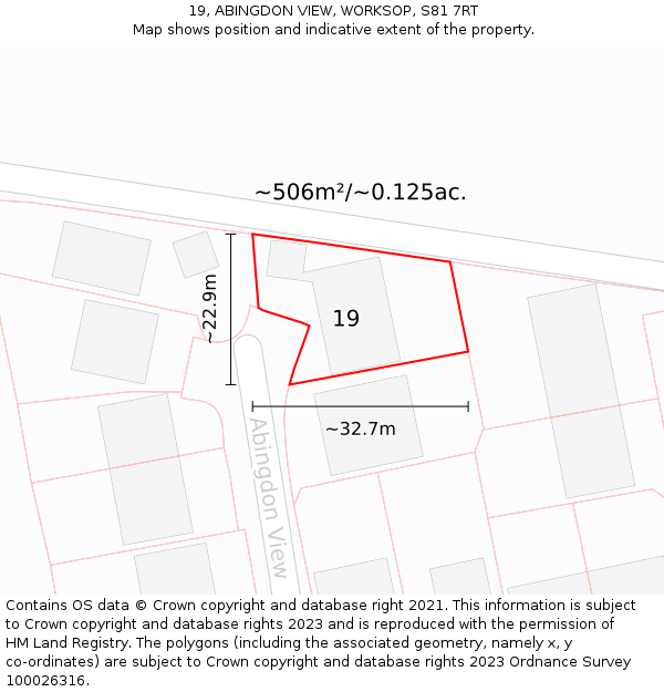 19, ABINGDON VIEW, WORKSOP, S81 7RT: Plot and title map
