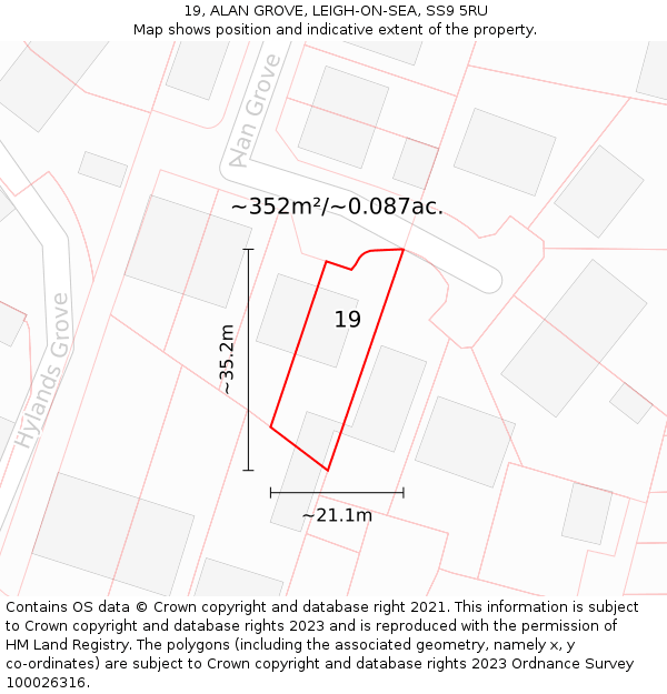 19, ALAN GROVE, LEIGH-ON-SEA, SS9 5RU: Plot and title map
