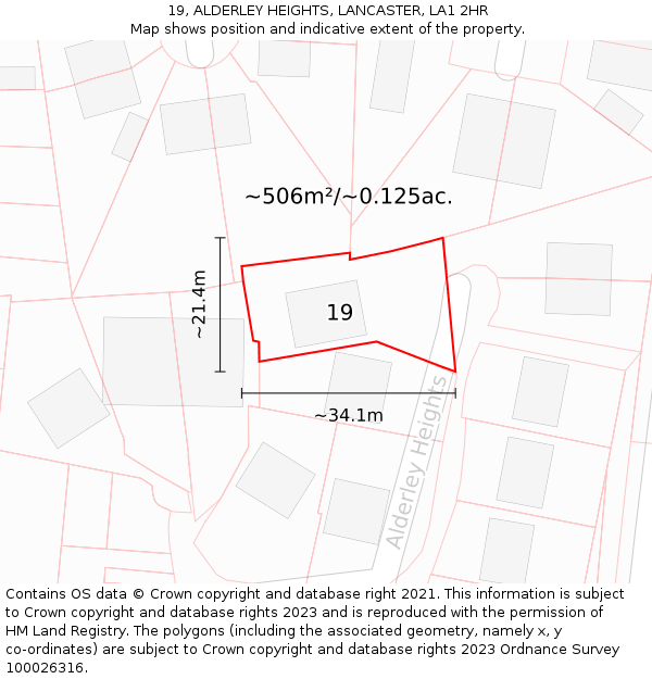 19, ALDERLEY HEIGHTS, LANCASTER, LA1 2HR: Plot and title map
